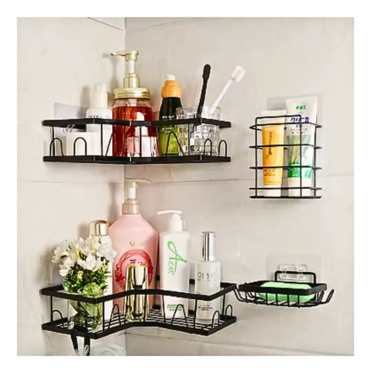 🛁 Organizador Esquinero de Ducha 3 en 1 en Acero – Sin Taladro, Resistente y Elegante