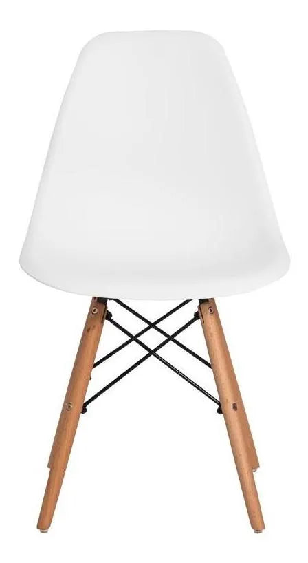 2 Sillas de mesa Charles Eames Eiffel de madera con estructura de comedor, color blanco