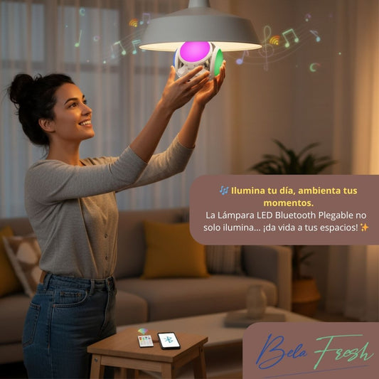 💡 LÁMPARA LED PLEGABLE E27 CON PARLANTE BLUETOOTH 🔊