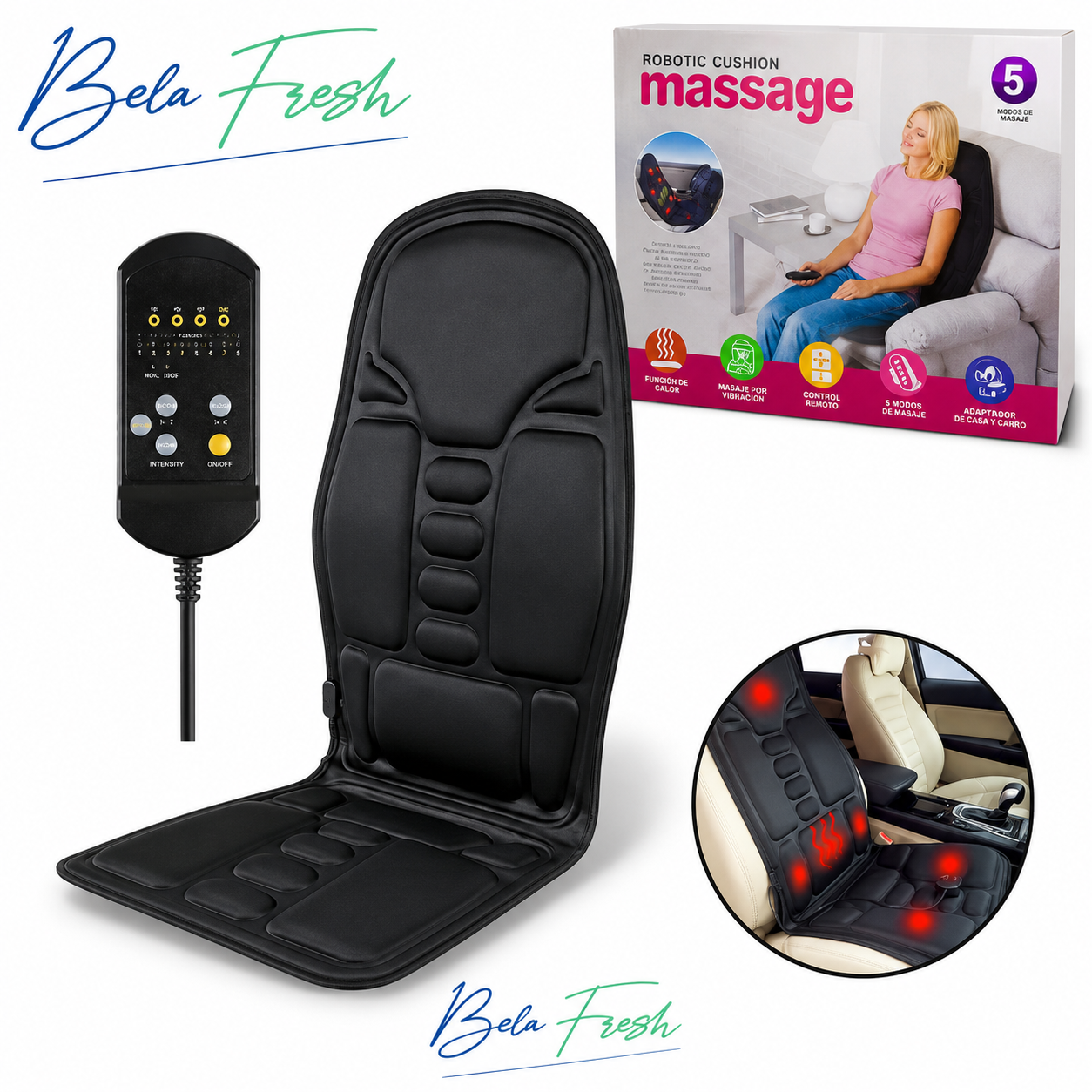 💺 Silla Masajeadora Portátil Térmica para Auto, Casa y Oficina