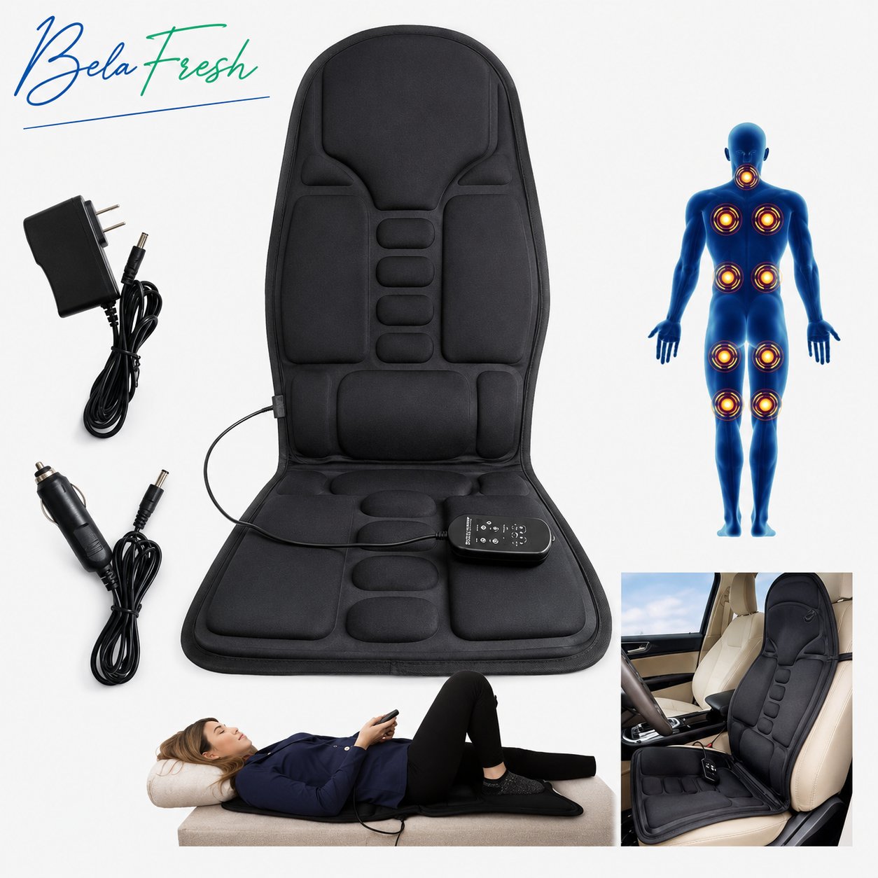 💺 Silla Masajeadora Portátil Térmica para Auto, Casa y Oficina