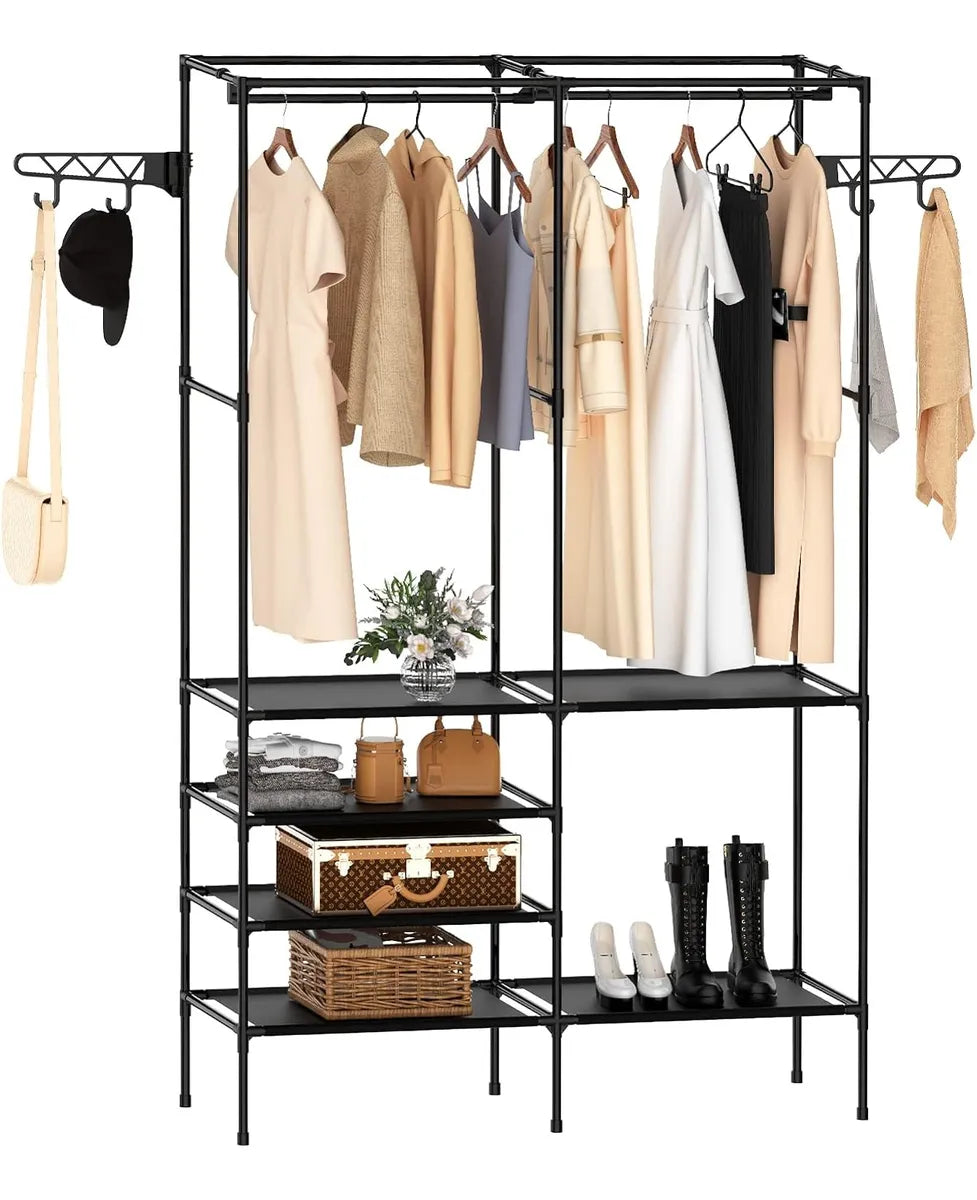 👗👞 Clóset Organizador 2 Espacios con Zapatero y Perchero Multifunción 👗👞