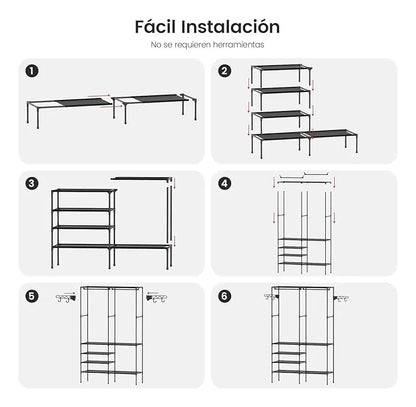 👗👞 Clóset Organizador 2 Espacios con Zapatero y Perchero Multifunción 👗👞