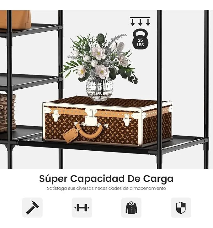 👗👞 Clóset Organizador 2 Espacios con Zapatero y Perchero Multifunción 👗👞