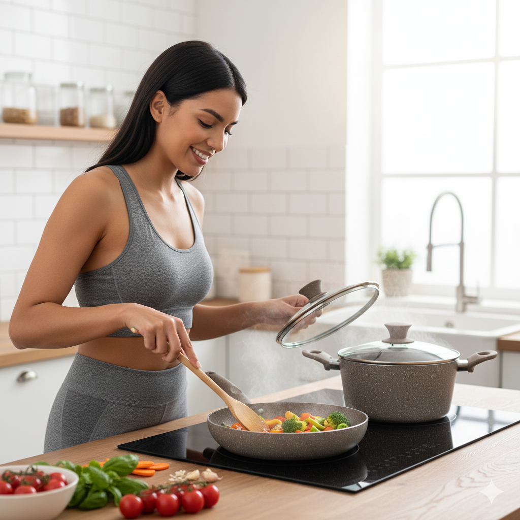 Set Bateria De Ollas 12 Piezas Juego De Ollas Y Sartenes