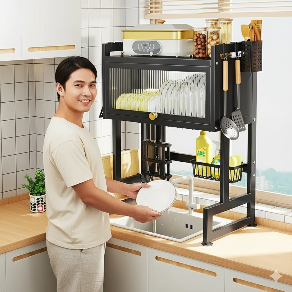 Escurridor de Platos de Cocina 2 Niveles – Organiza y Optimiza tu Espacio 🥢🍽️