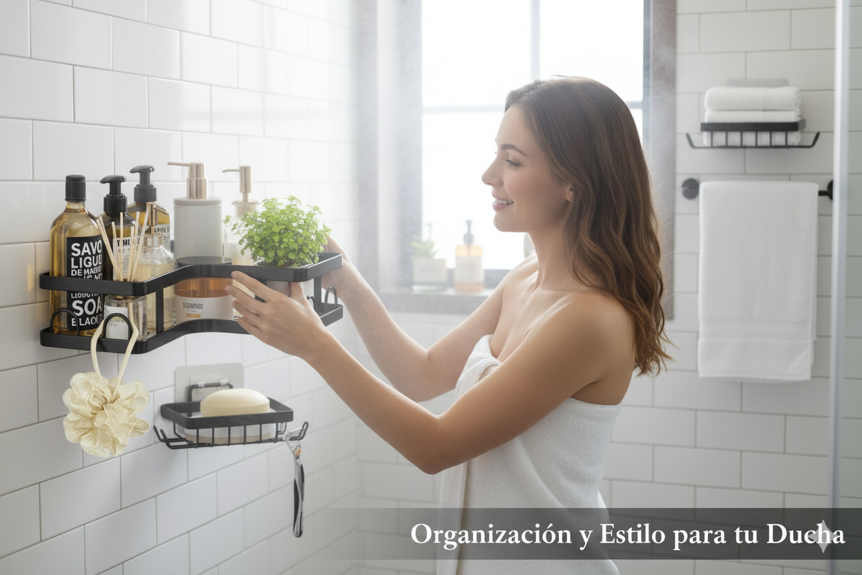 🛁 Organizador Esquinero de Ducha 3 en 1 en Acero – Sin Taladro, Resistente y Elegante