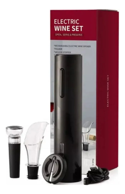 Kit Descorchador De Vino Electrico Recargable Sacacorcho