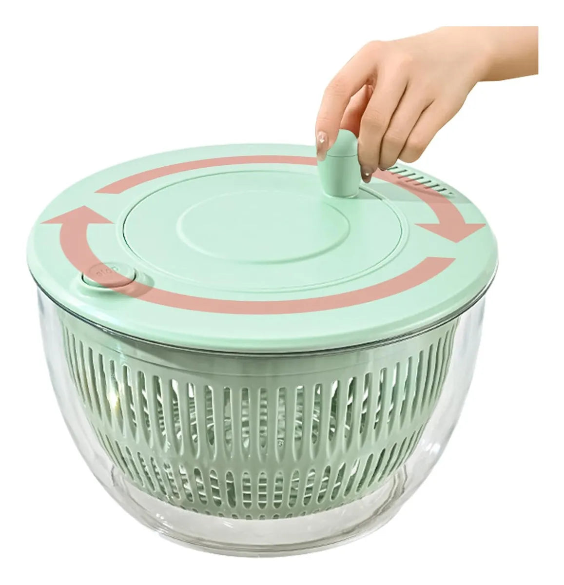 Lavadora De Verduras Escurridor De Ensalada Multifuncional Color Verde Claro