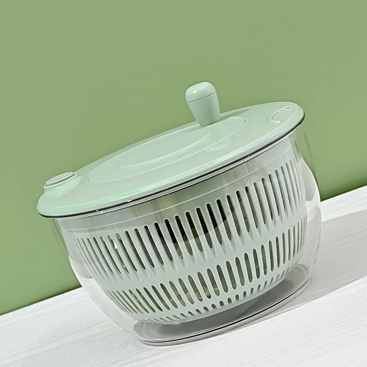 Lavadora De Verduras Escurridor De Ensalada Multifuncional Color Verde Claro