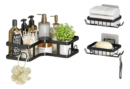 🛁 Organizador Esquinero de Ducha 3 en 1 en Acero – Sin Taladro, Resistente y Elegante