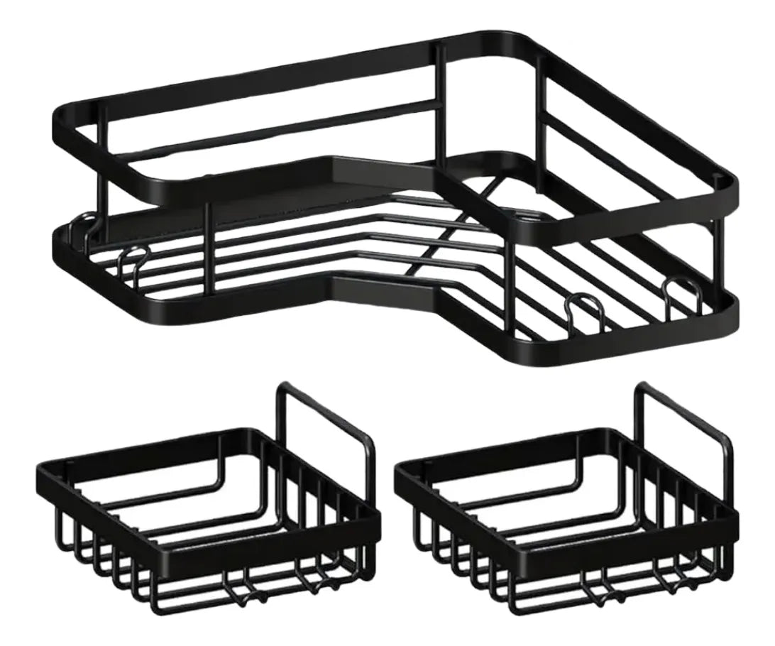 🛁 Organizador Esquinero de Ducha 3 en 1 en Acero – Sin Taladro, Resistente y Elegante