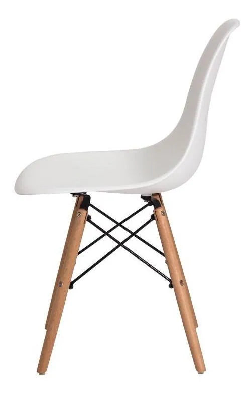 2 Sillas de mesa Charles Eames Eiffel de madera con estructura de comedor, color blanco