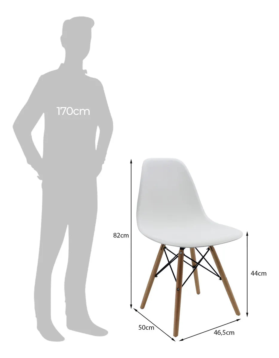 2 Sillas de mesa Charles Eames Eiffel de madera con estructura de comedor, color blanco