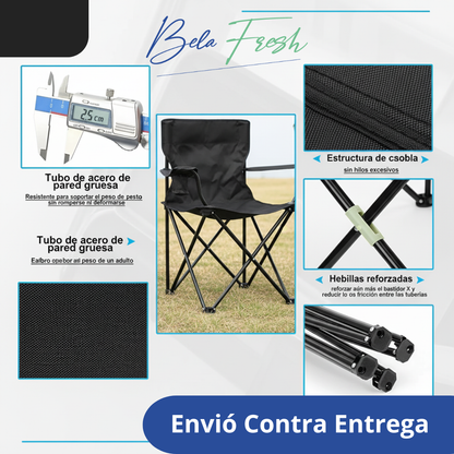 ✨ Silla Camping Plegable con Portavasos y Descansabrazos ✨