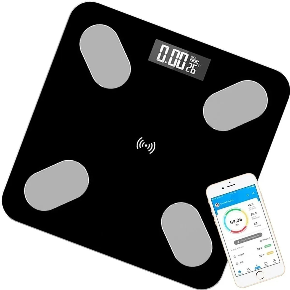 Bascula Bluetooth Pesa Inteligente Balanza Personal Con Pantalla Digital