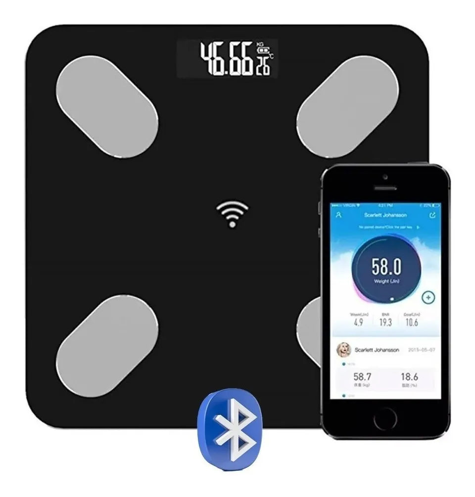 Bascula Bluetooth Pesa Inteligente Balanza Personal Con Pantalla Digital