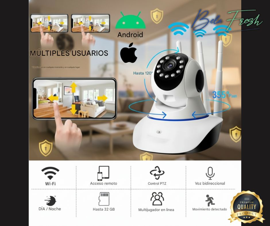 🔐📹 Cámara de Seguridad 3 Antenas V380 Pro Q5X – Protección Inteligente 24/7