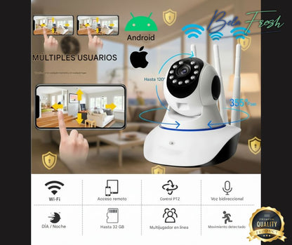 🔐📹 Cámara de Seguridad 3 Antenas V380 Pro Q5X – Protección Inteligente 24/7