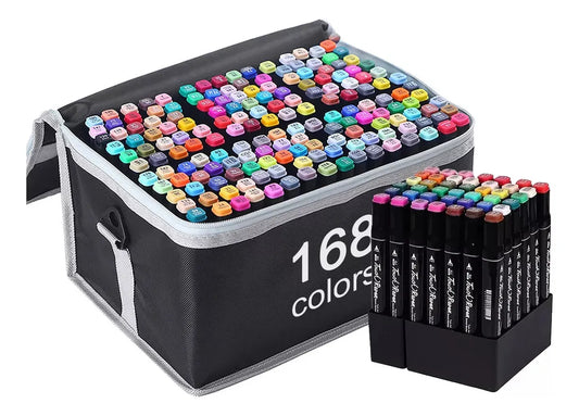 Marcadores X 168 Colores Doble Punta Dibujos Base De Alcohol