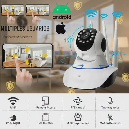 🔐📹 Cámara de Seguridad 3 Antenas V380 Pro Q5X – Protección Inteligente 24/7
