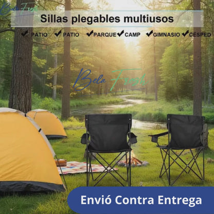 ✨ Silla Camping Plegable con Portavasos y Descansabrazos ✨