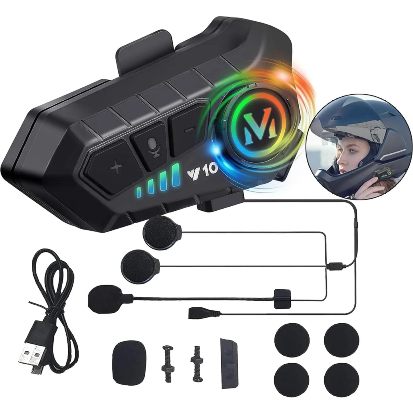 🏍️ INTERCOMUNICADOR BLUETOOTH PARA CASCO KR-M1 🎧